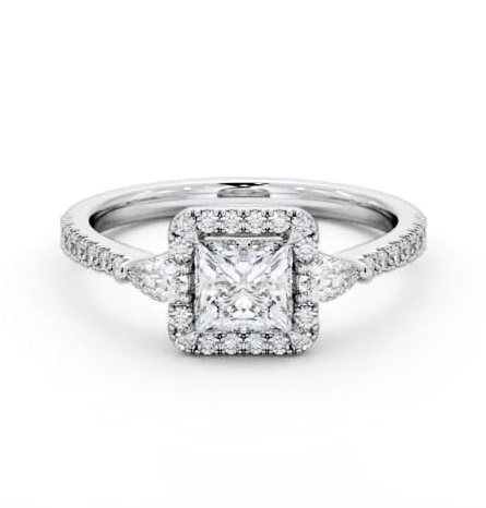 Halo Princess with Pear Diamond Engagement Ring 18K White Gold ENPR95_WG_THUMB2 