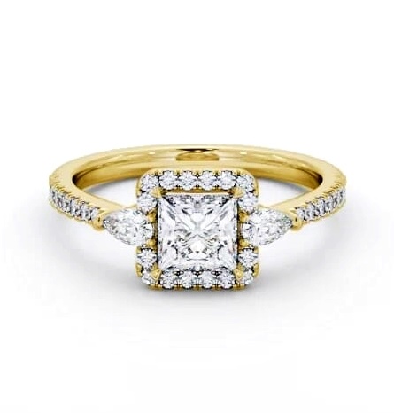 Halo Princess with Pear Diamond Engagement Ring 18K Yellow Gold ENPR95_YG_THUMB2 