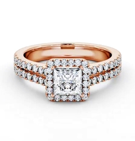 Halo Princess Diamond Split Band Engagement Ring 9K Rose Gold ENPR96_RG_THUMB1