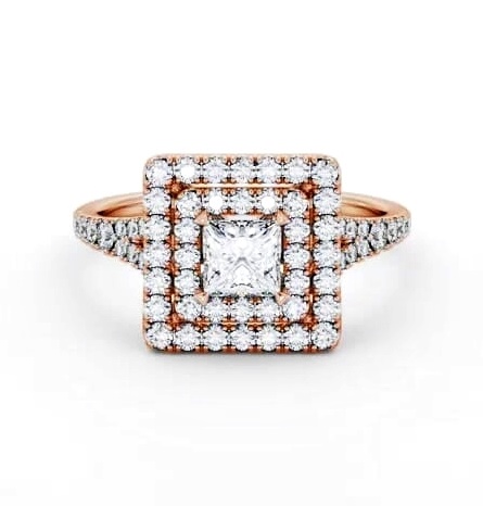 Double Halo Princess Diamond Engagement Ring 18K Rose Gold ENPR97_RG_THUMB1