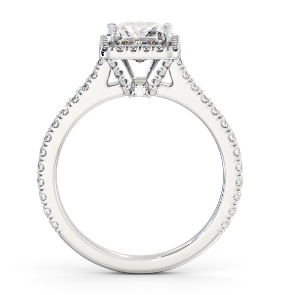 Halo Princess Diamond Engagement Ring with Diamond Set Supports 18K White Gold ENPR98_WG_THUMB1 