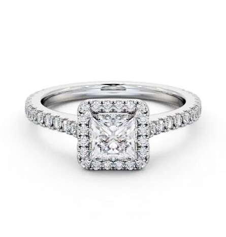 Halo Princess Diamond Engagement Ring with Diamond Set Supports 18K White Gold ENPR98_WG_THUMB2 