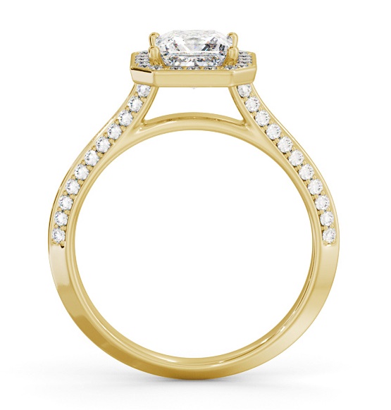 Halo Princess Diamond with Knife Edge Band Ring 18K Yellow Gold ENPR99_YG_THUMB1 