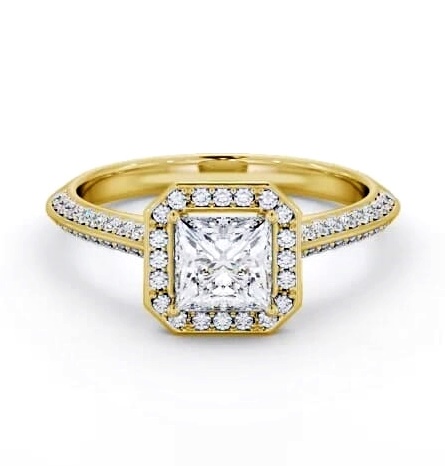 Halo Princess Diamond with Knife Edge Band Ring 18K Yellow Gold ENPR99_YG_THUMB2 