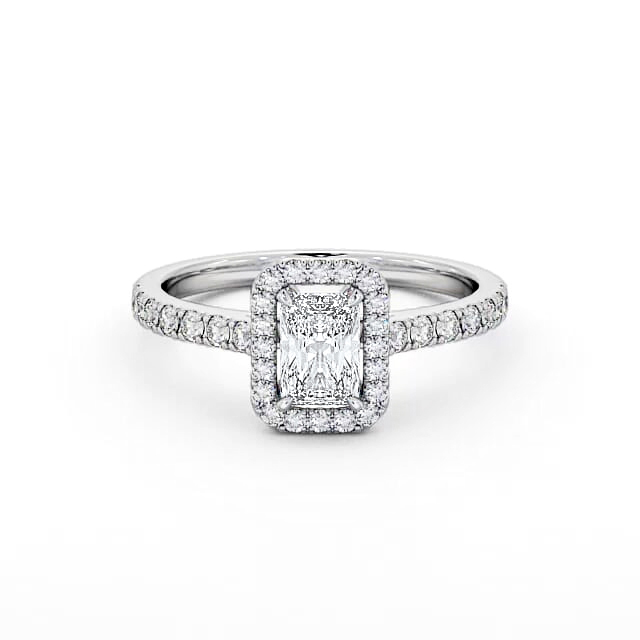 Halo Radiant Diamond Engagement Ring Palladium - Dalexa ENRA10_WG_HAND