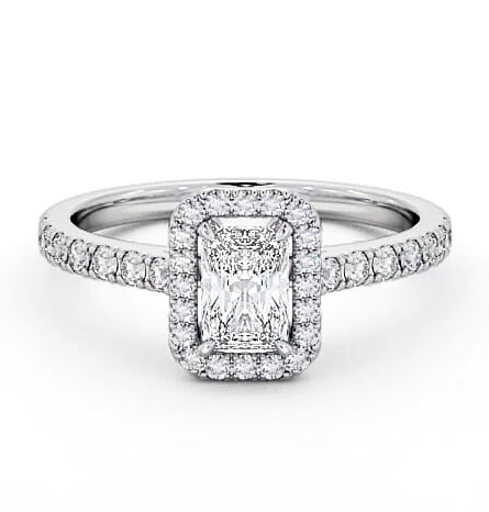 Halo Radiant Diamond Classic Engagement Ring 18K White Gold ENRA10_WG_THUMB1