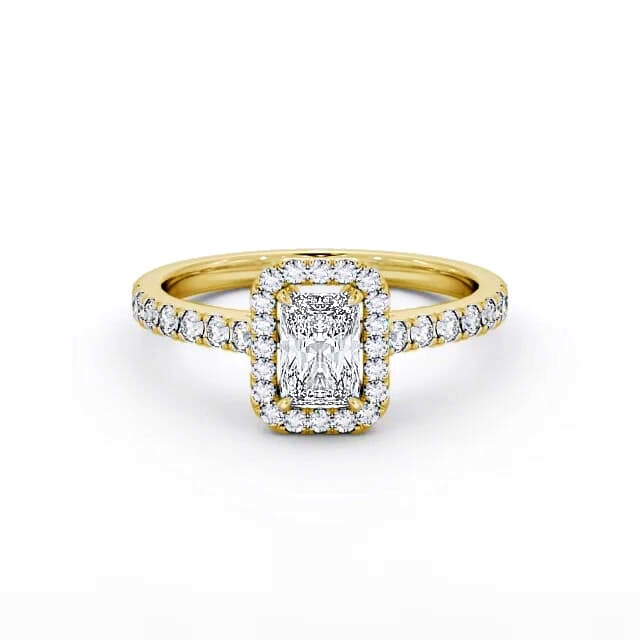 Halo Radiant Diamond Engagement Ring 18K Yellow Gold - Dalexa ENRA10_YG_HAND