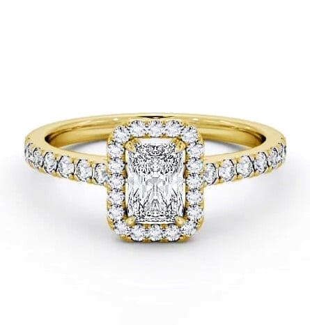 Halo Radiant Diamond Classic Engagement Ring 18K Yellow Gold ENRA10_YG_THUMB1