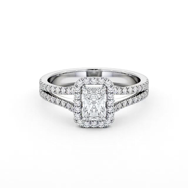 Halo Radiant Diamond Engagement Ring 18K White Gold - Anika ENRA11_WG_HAND