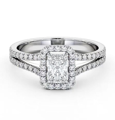 Halo Radiant Diamond Split Band Engagement Ring 18K White Gold ENRA11_WG_THUMB2 