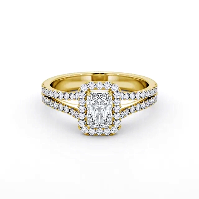 Halo Radiant Diamond Engagement Ring 18K Yellow Gold - Anika ENRA11_YG_HAND