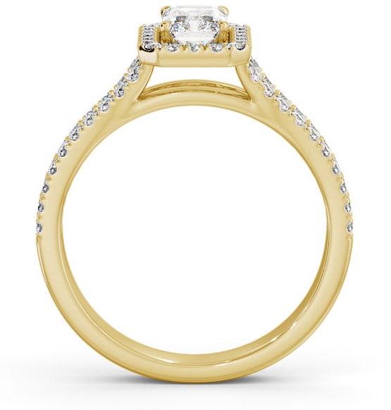 Halo Radiant Diamond Split Band Engagement Ring 18K Yellow Gold ENRA11_YG_THUMB1 