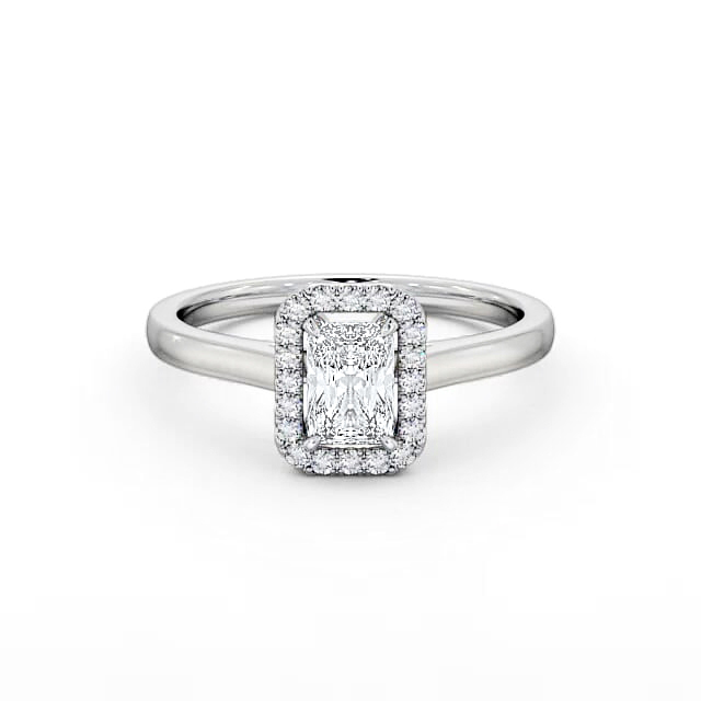 Halo Radiant Diamond Engagement Ring 18K White Gold - Jelena ENRA12_WG_HAND