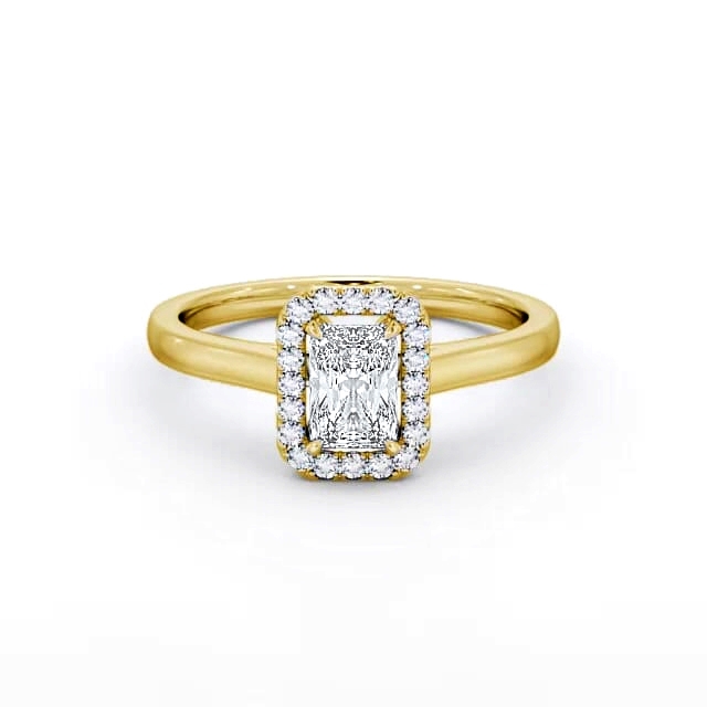 Halo Radiant Diamond Engagement Ring 18K Yellow Gold - Jelena ENRA12_YG_HAND