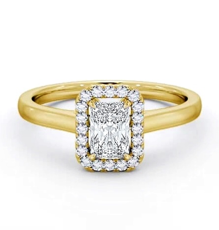 Halo Radiant Diamond Classic Engagement Ring 18K Yellow Gold ENRA12_YG_THUMB1