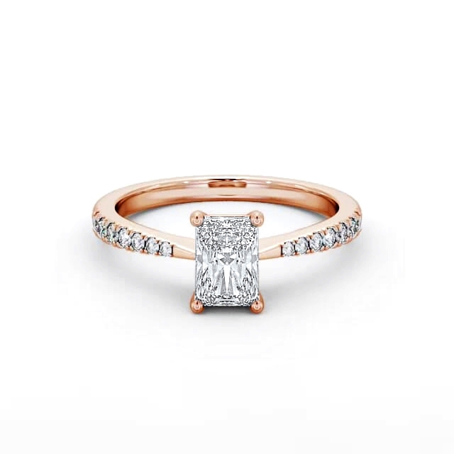 Radiant Diamond Engagement Ring 18K Rose Gold Solitaire With Side Stones - Elani ENRA14S_RG_HAND