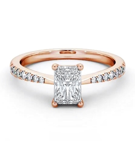 Radiant Diamond Pinched Band Engagement Ring 18K Rose Gold Solitaire ENRA14S_RG_THUMB1