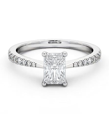 Radiant Diamond Pinched Band Engagement Ring 18K White Gold Solitaire ENRA14S_WG_THUMB1