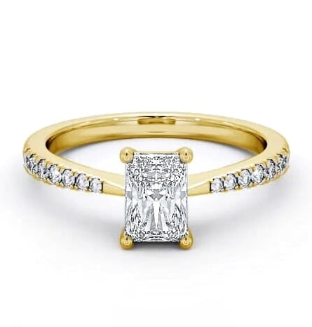 Radiant Diamond Pinched Band Engagement Ring 9K Yellow Gold Solitaire ENRA14S_YG_THUMB1