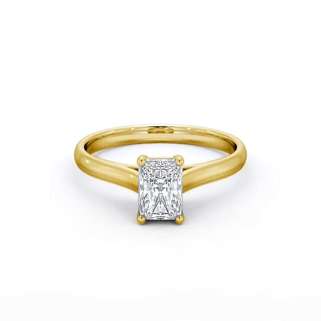 Radiant Diamond Engagement Ring 18K Yellow Gold Solitaire - Lovina ENRA15_YG_HAND