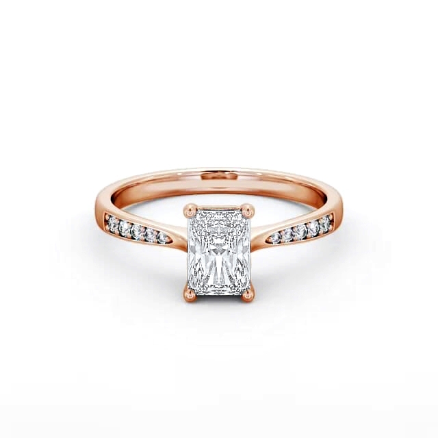 Radiant Diamond Engagement Ring 18K Rose Gold Solitaire With Side Stones - Jianna ENRA15S_RG_HAND