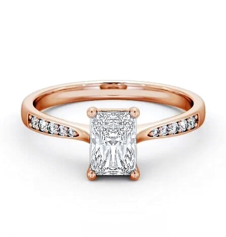 Radiant Diamond Pinched Band Engagement Ring 18K Rose Gold Solitaire ENRA15S_RG_THUMB1