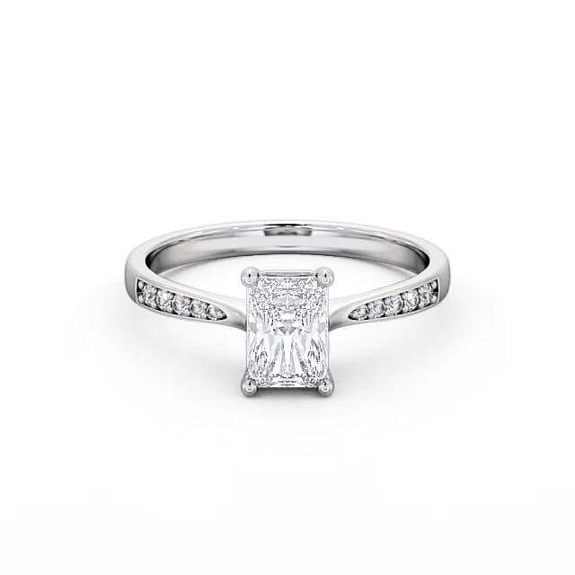 Radiant Diamond Engagement Ring 18K White Gold Solitaire With Side Stones - Jianna ENRA15S_WG_HAND