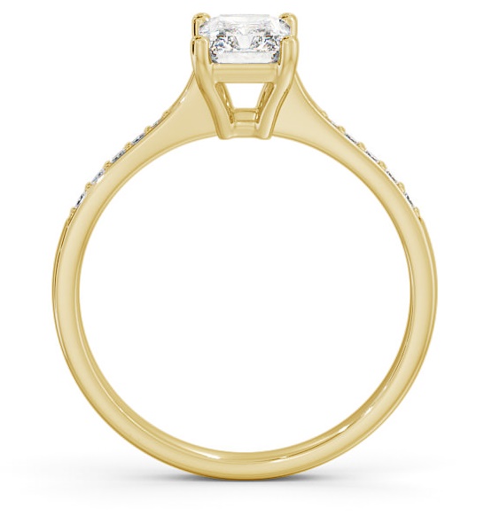 Radiant Diamond Pinched Band Engagement Ring 18K Yellow Gold Solitaire ENRA15S_YG_THUMB1 