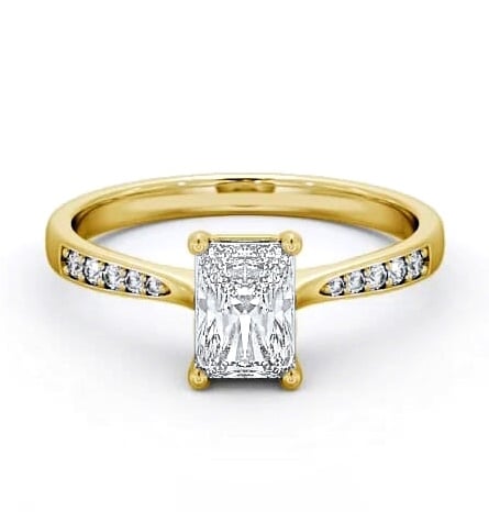 Radiant Diamond Pinched Band Engagement Ring 18K Yellow Gold Solitaire ENRA15S_YG_THUMB1
