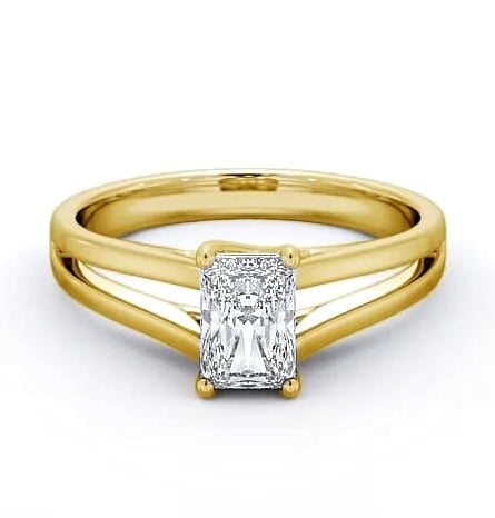 Radiant Diamond Split Band Engagement Ring 18K Yellow Gold Solitaire ENRA16_YG_THUMB1