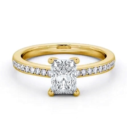Radiant Diamond 4 Prong Engagement Ring 18K Yellow Gold Solitaire ENRA16S_YG_THUMB1