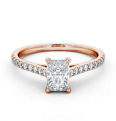 Radiant Diamond 4 Prong Engagement Ring 18K Rose Gold Solitaire ENRA17_RG_THUMB1