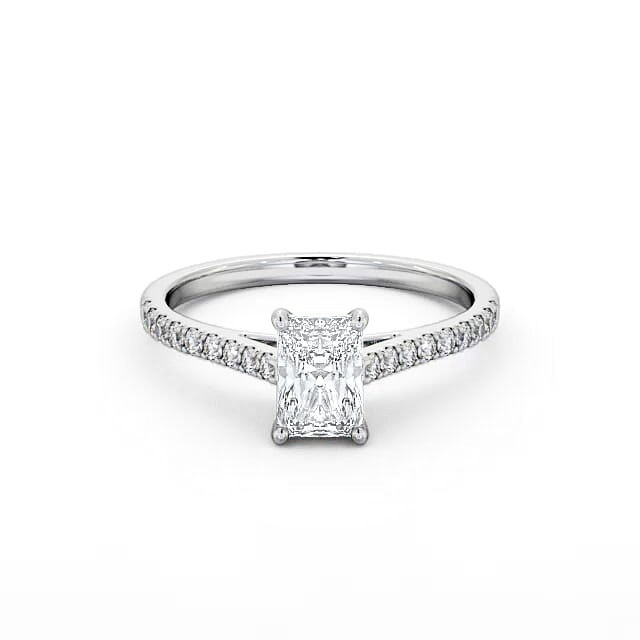 Radiant Diamond Engagement Ring Palladium Solitaire With Side Stones - Kaliah ENRA17_WG_HAND
