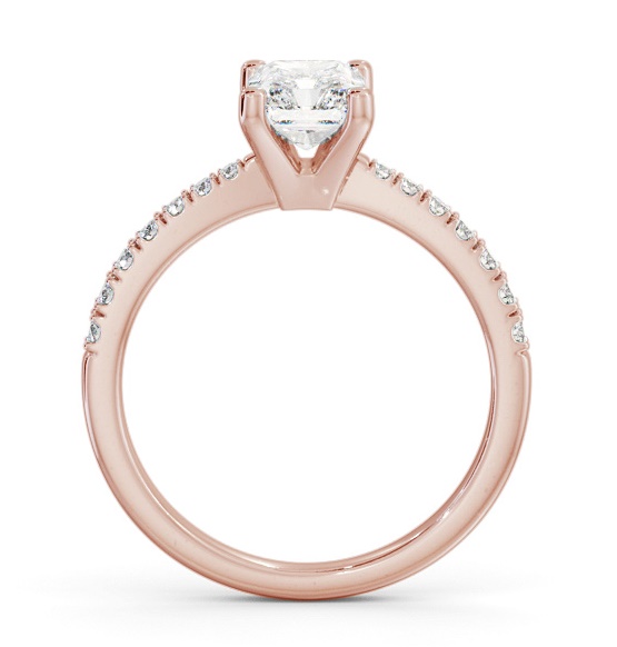 Radiant Diamond Tapered Band Engagement Ring 18K Rose Gold Solitaire ENRA17S_RG_THUMB1 