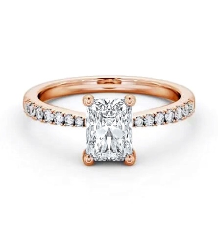 Radiant Diamond Tapered Band Engagement Ring 18K Rose Gold Solitaire ENRA17S_RG_THUMB1