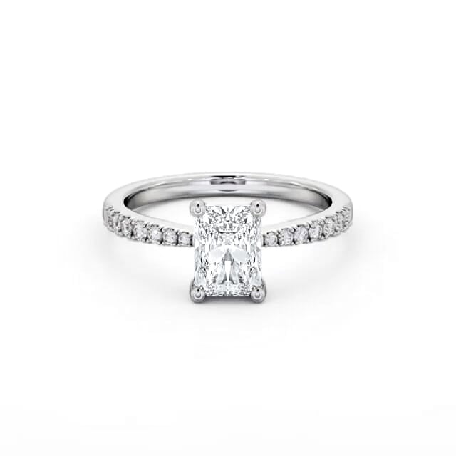 Radiant Diamond Engagement Ring 18K White Gold Solitaire With Side Stones - Melissa ENRA17S_WG_HAND