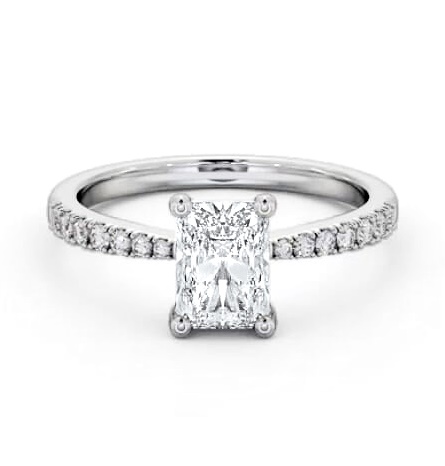 Radiant Diamond Tapered Band Engagement Ring Platinum Solitaire ENRA17S_WG_THUMB1