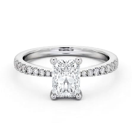 Radiant Diamond Tapered Band Engagement Ring Platinum Solitaire ENRA17S_WG_THUMB2 