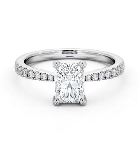 Radiant Diamond Tapered Band Engagement Ring 18K White Gold Solitaire ENRA17S_WG_THUMB2 