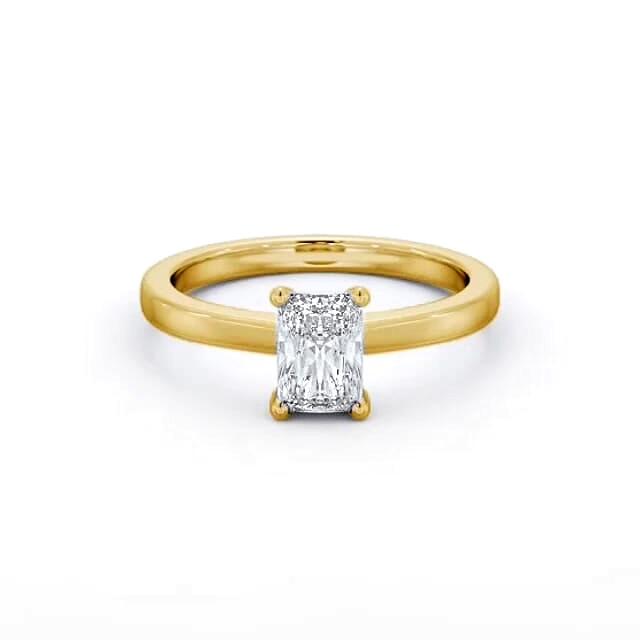 Radiant Diamond Engagement Ring 18K Yellow Gold Solitaire - Frieda ENRA18_YG_HAND