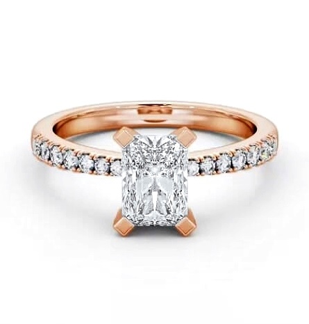 Radiant Diamond Square Prongs Engagement Ring 9K Rose Gold Solitaire ENRA18S_RG_THUMB1