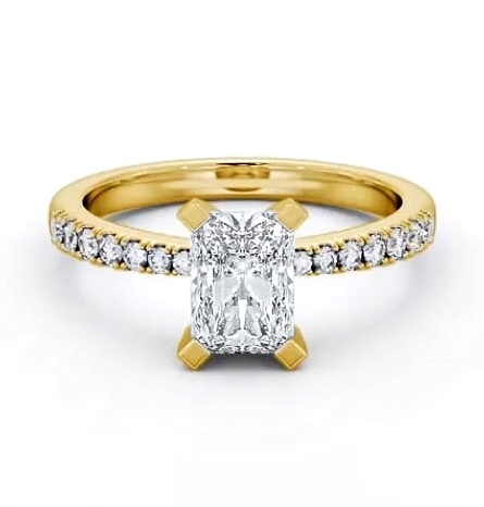 Radiant Diamond Square Prongs Ring 18K Yellow Gold Solitaire ENRA18S_YG_THUMB1