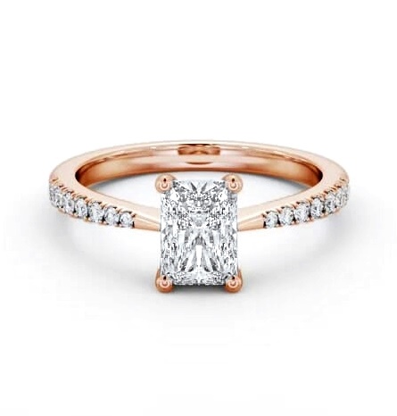 Radiant Diamond Tapered Band Engagement Ring 18K Rose Gold Solitaire ENRA20S_RG_THUMB1