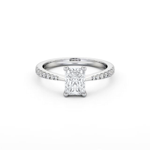 Radiant Diamond Engagement Ring 18K White Gold Solitaire With Side Stones - Orla ENRA20S_WG_HAND