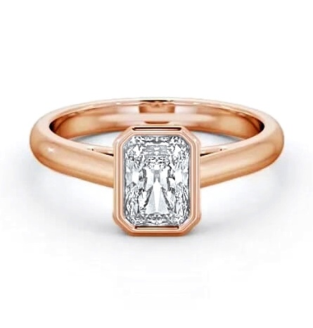 Radiant Diamond Bezel Set Engagement Ring 18K Rose Gold Solitaire ENRA23_RG_THUMB1
