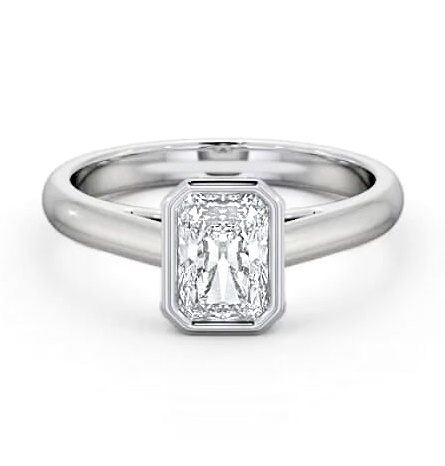 Radiant Diamond Bezel Set Engagement Ring 18K White Gold Solitaire ENRA23_WG_THUMB1