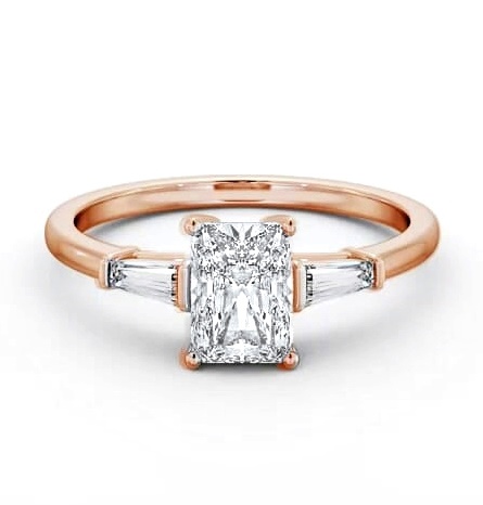 Radiant Ring 9K Rose Gold Solitaire with Tapered Baguette Side Stones ENRA24S_RG_THUMB1