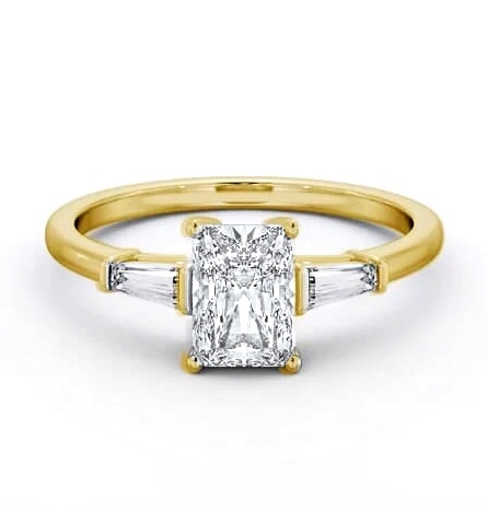 Radiant Ring 9K Yellow Gold Solitaire Tapered Baguette Side Stones ENRA24S_YG_THUMB1