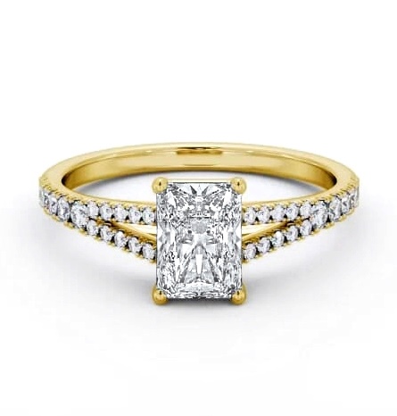 Radiant Diamond Split Band Engagement Ring 18K Yellow Gold Solitaire ENRA25S_YG_THUMB1