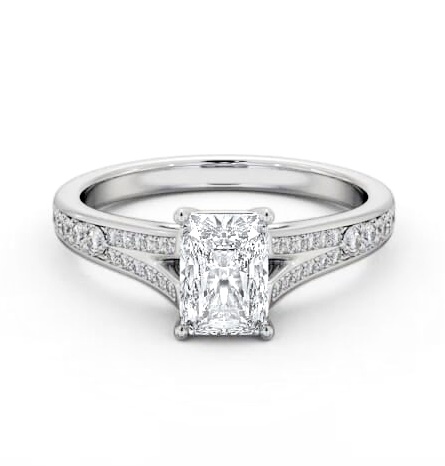Radiant Diamond Split Channel Engagement Ring 18K White Gold Solitaire ENRA26S_WG_THUMB2 